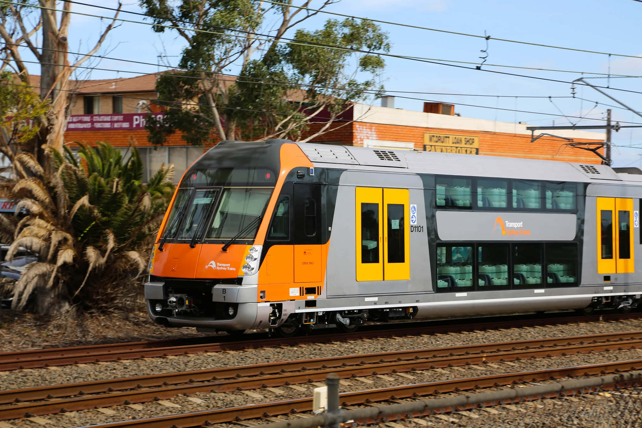 Sydney Trains, orange and grey, yellow doors, Full HD Desktop Wallpaper