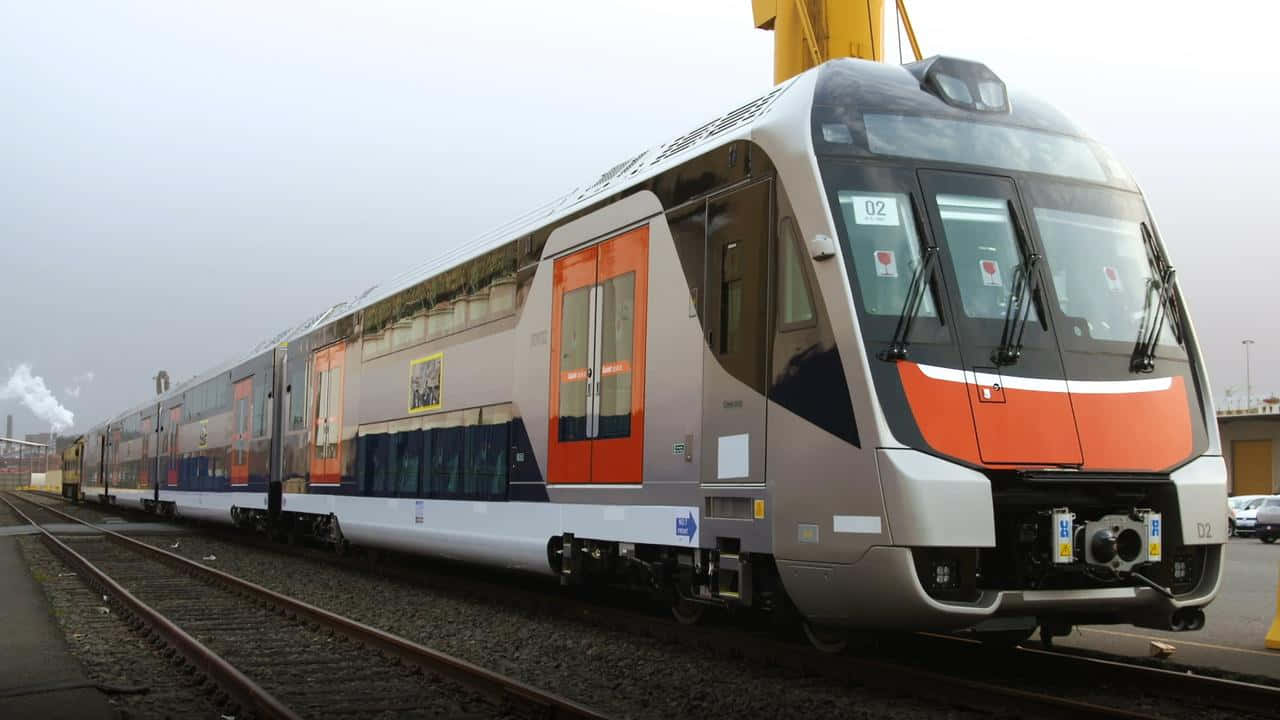 Sydney Trains, orange and silver accents, railway tracks, HD Desktop Wallpaper