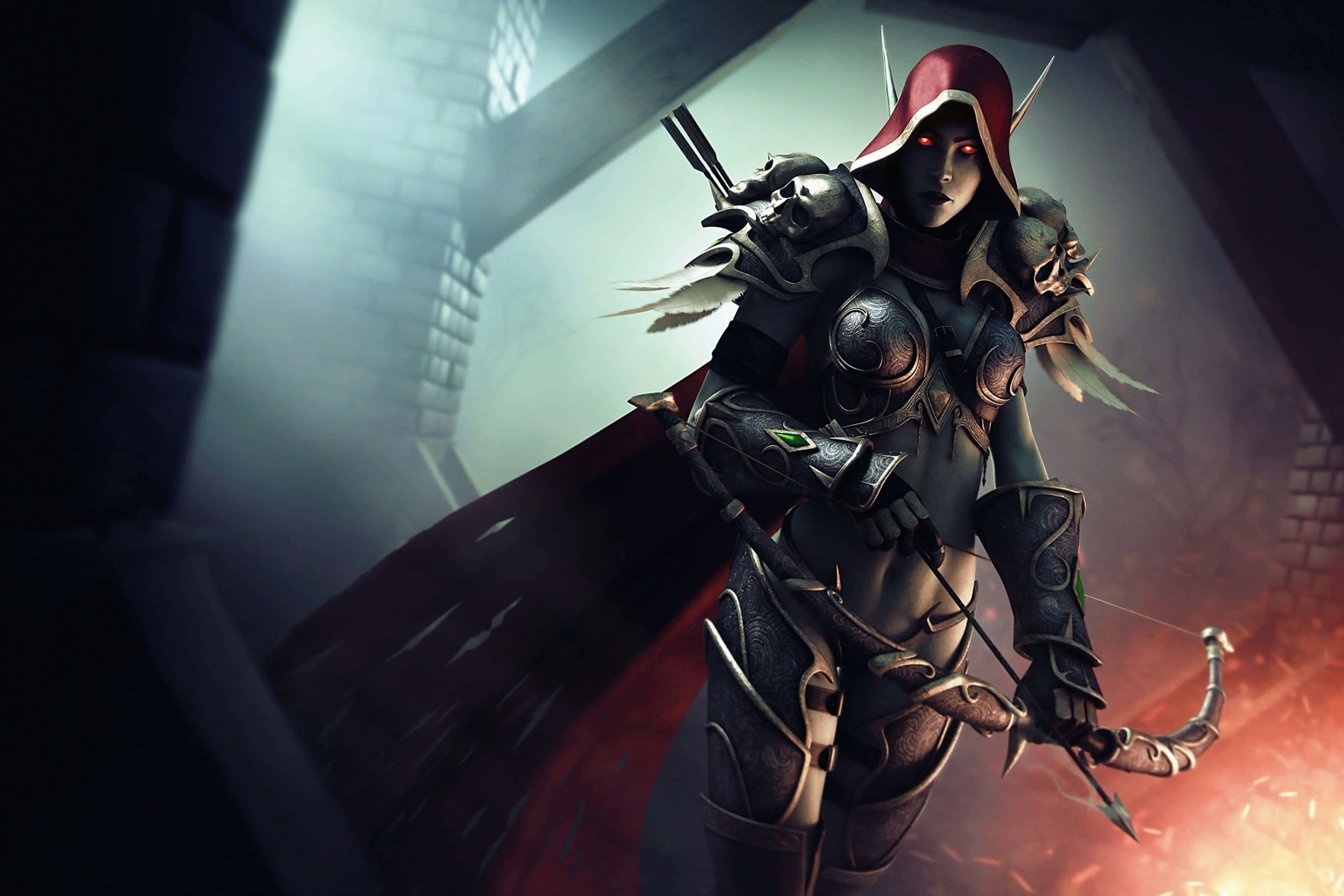 Sylvanas Windrunner, dark elf, ornate armor, 4K Desktop Wallpaper