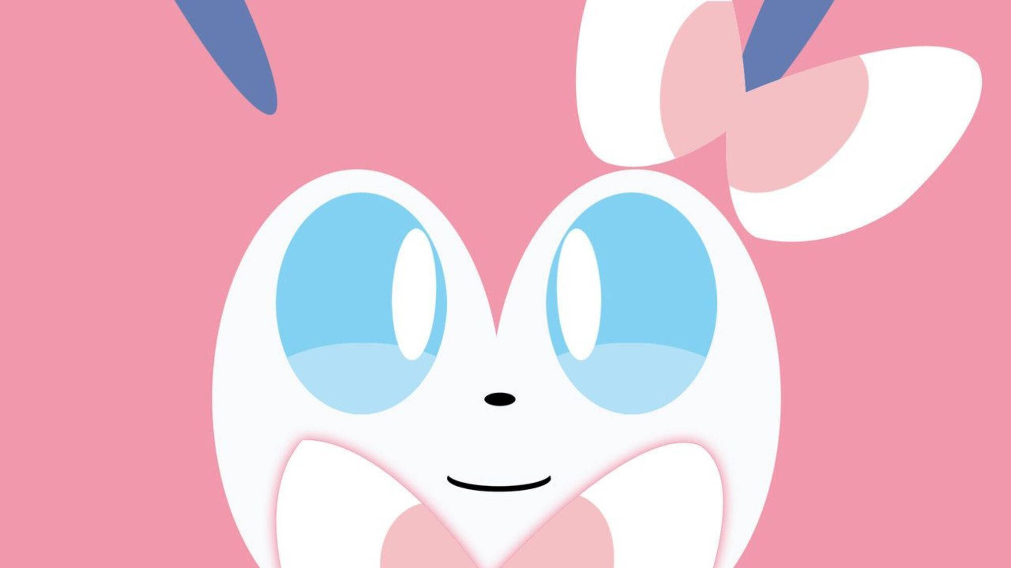 Sylveon, white anime creature, big blue eyes, Full HD Desktop Wallpaper