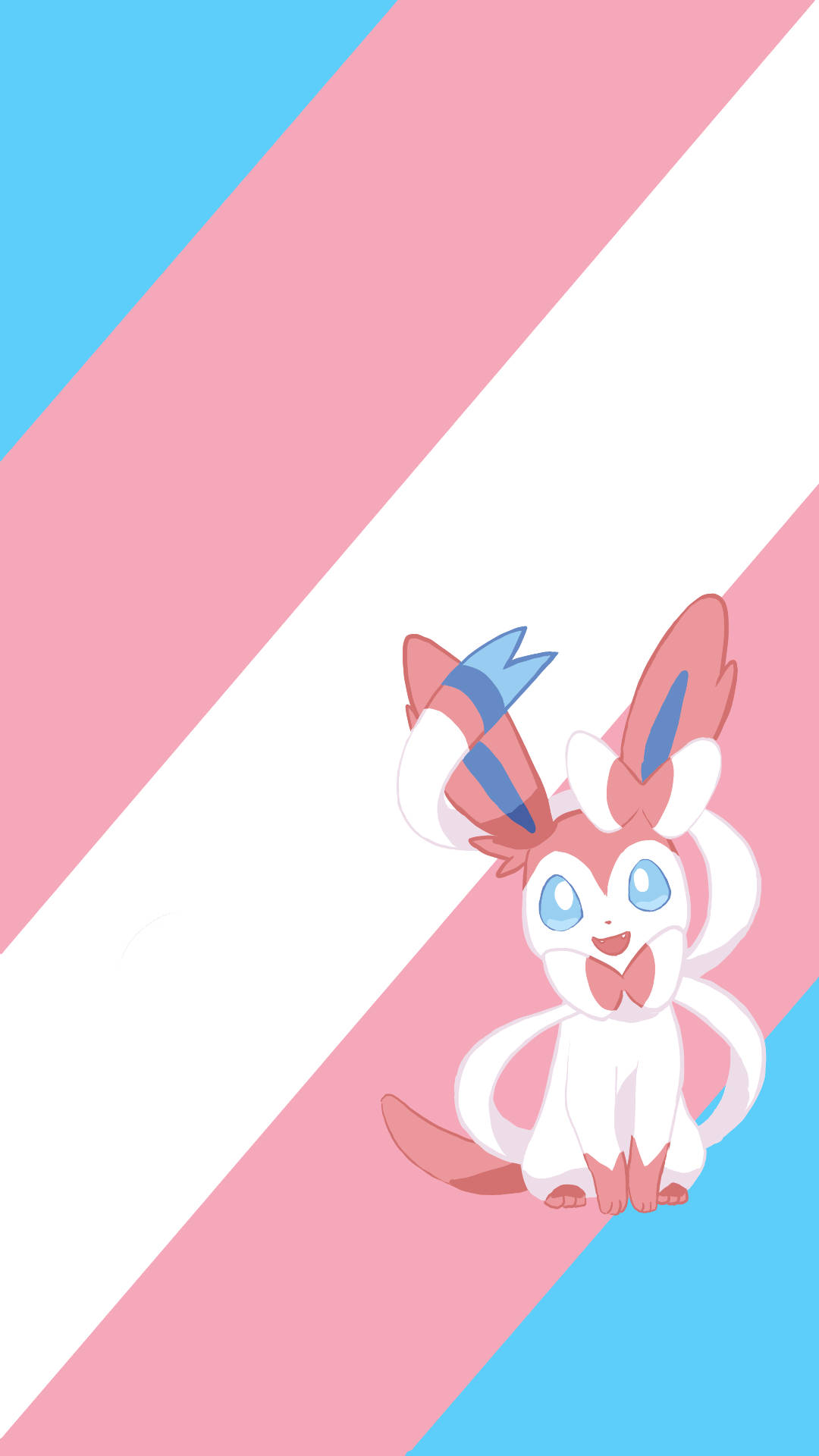 Sylveon, striped blue and pink, anime-style, Full HD Phone Wallpaper