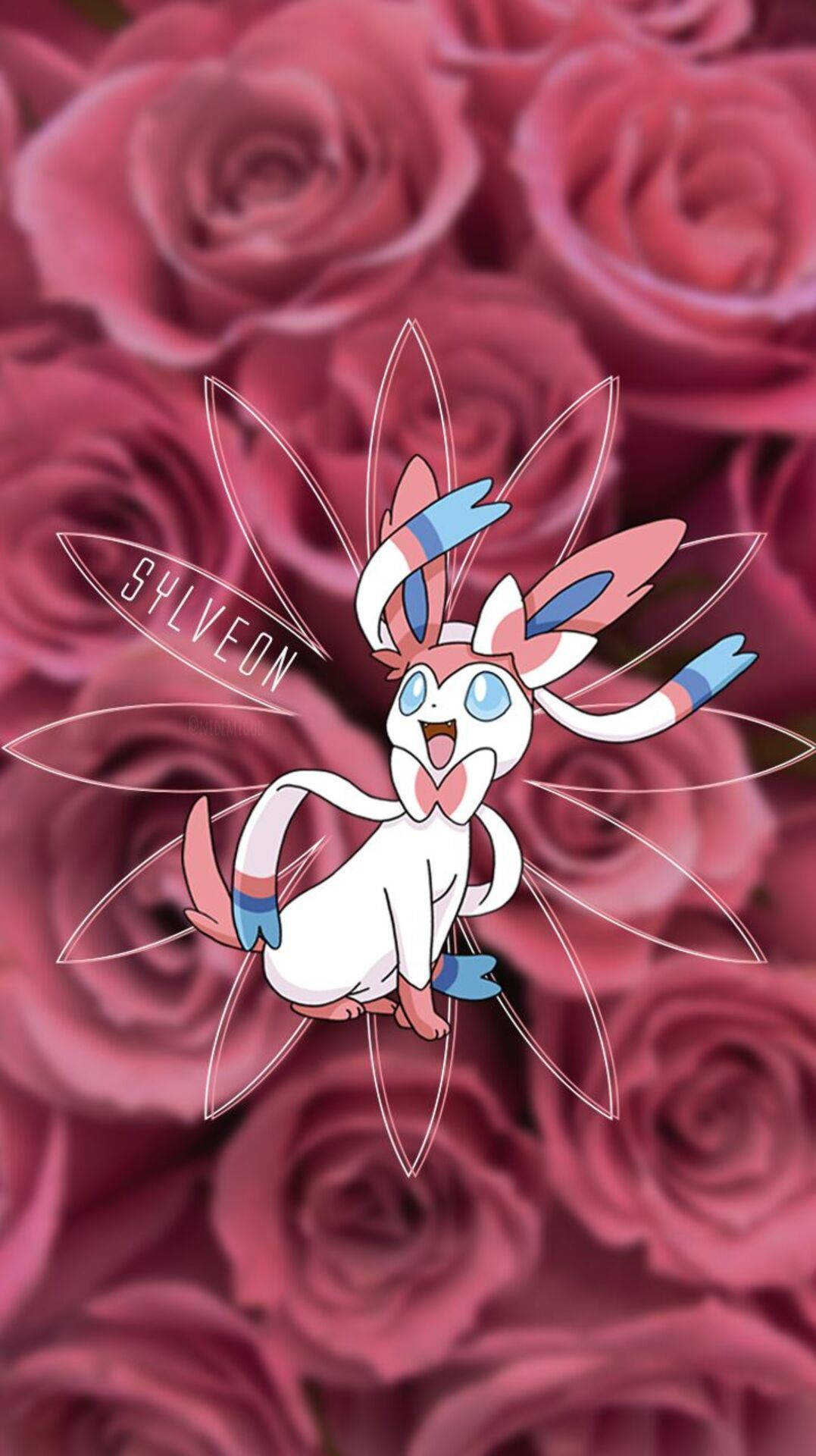 Sylveon, pink roses, anime-style, Full HD Phone Wallpaper