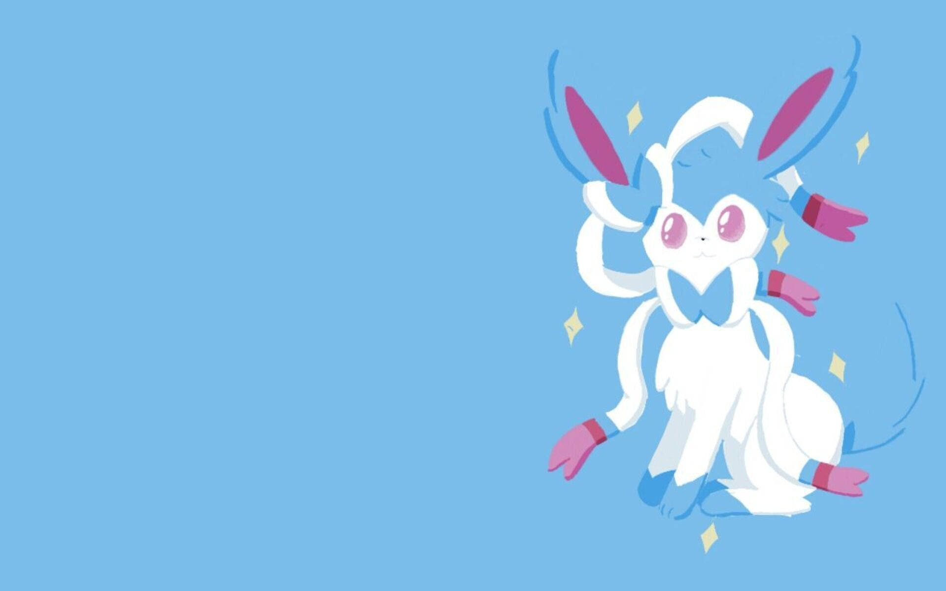 Sylveon, blue, white, Full HD Desktop Wallpaper