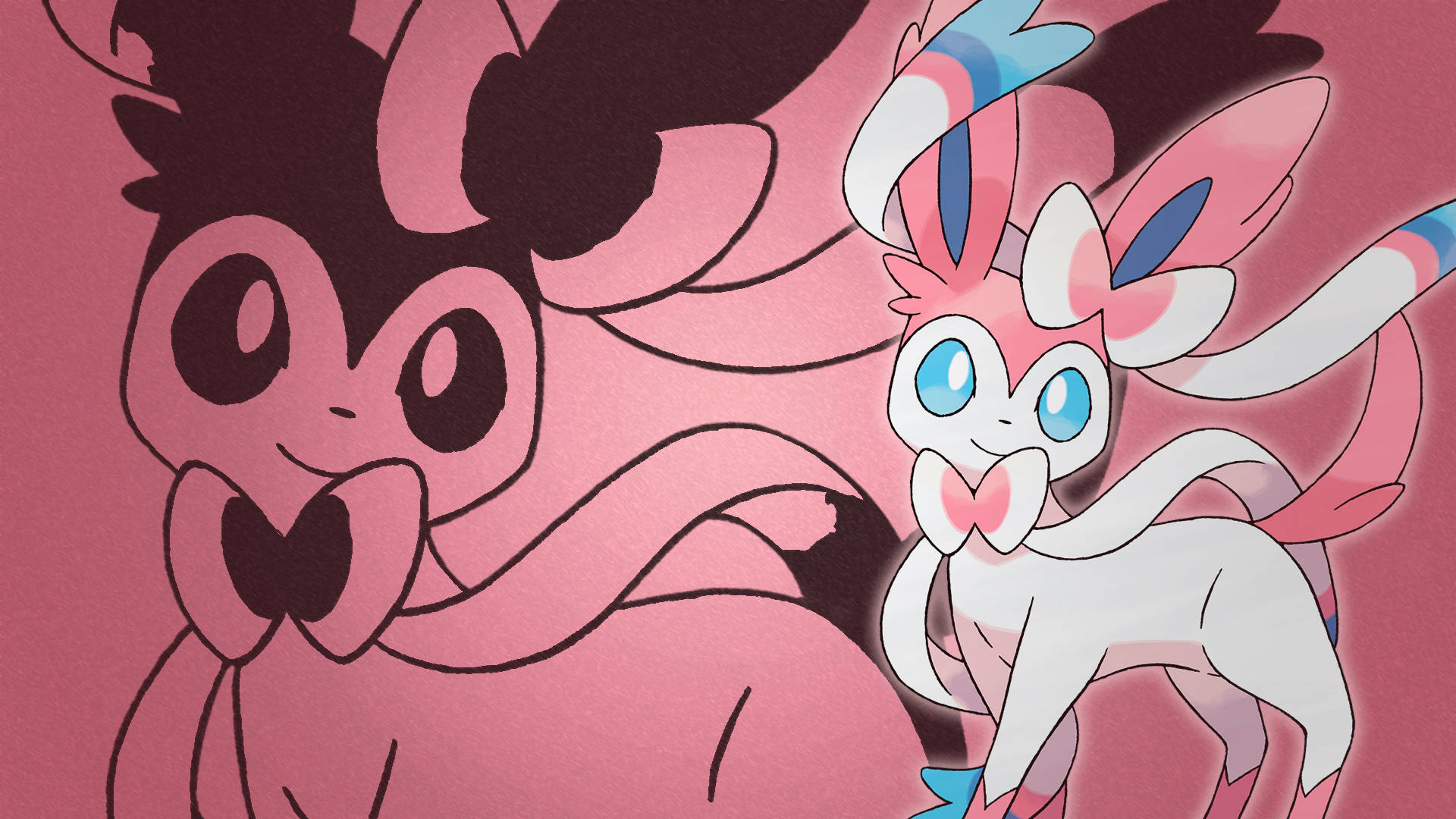 Sylveon, pink, white, Full HD Desktop Wallpaper