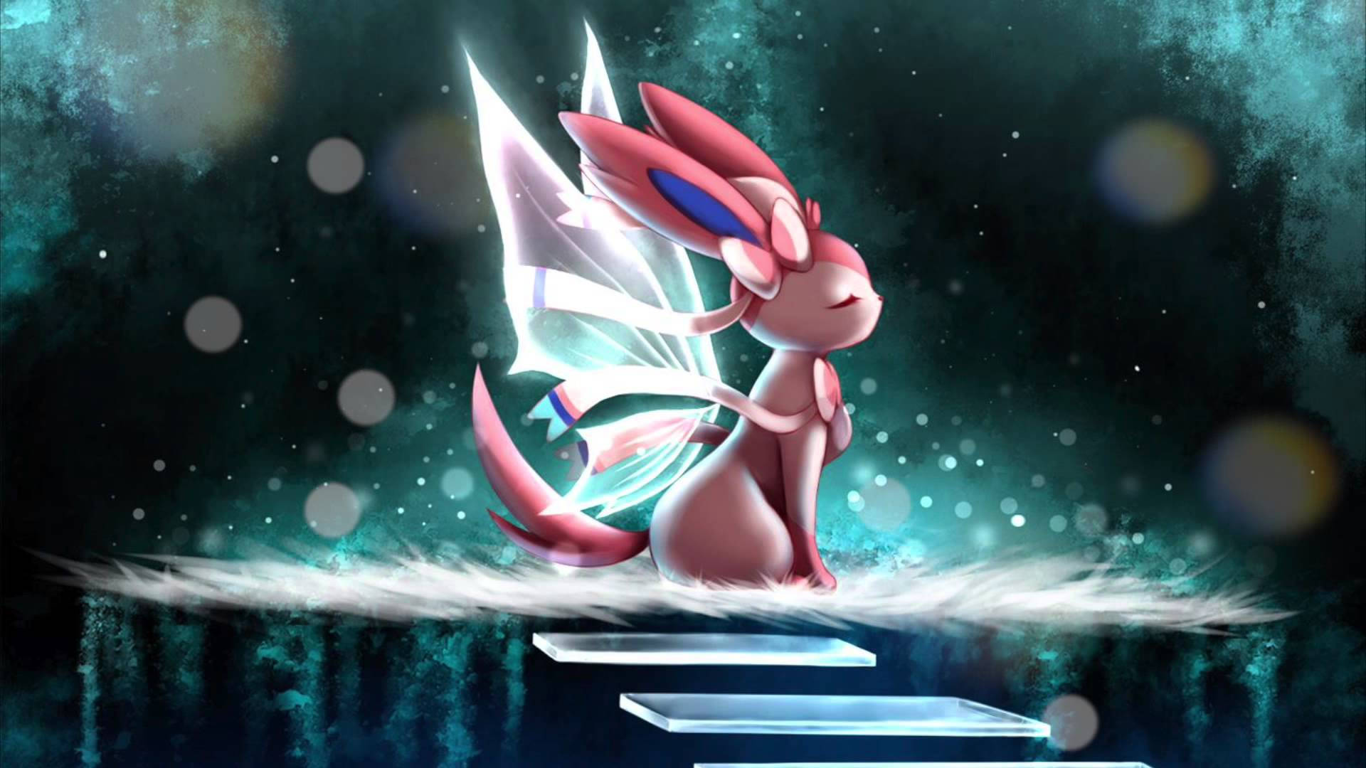 Sylveon, pink, anime-style, Full HD Desktop Wallpaper