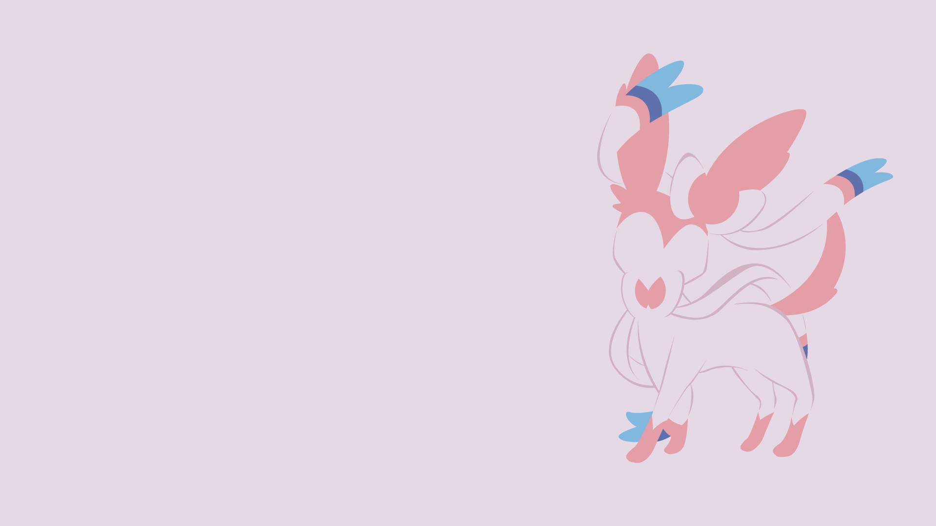 Sylveon, Fairy-type pokemon, pink and blue anime creature, Full HD Desktop Wallpaper