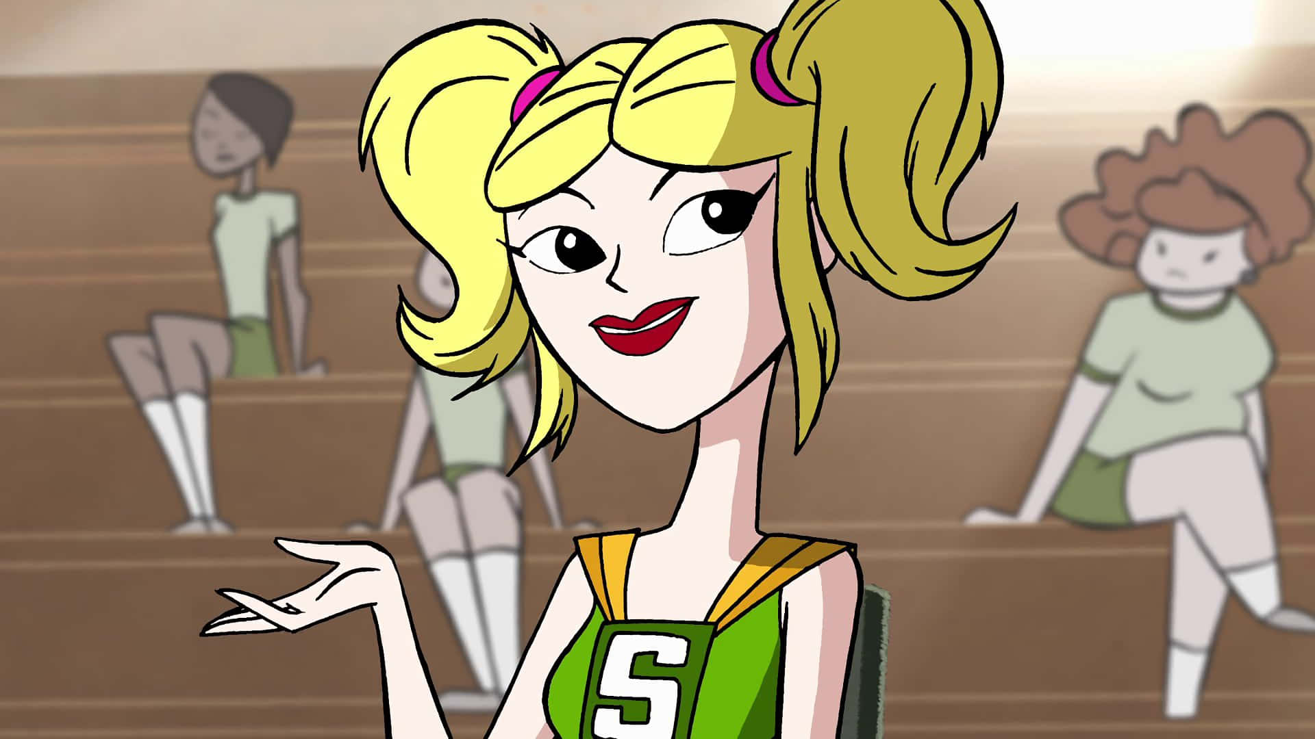 Sym Bionic Titan, cheerleader, blonde pigtails, Full HD Desktop Wallpaper