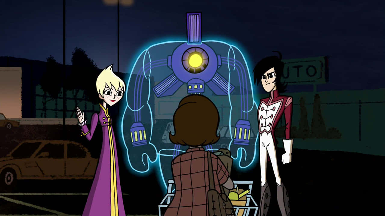 Sym-bionic Titan, glowing blue robotic entity, yellow core, HD Desktop Wallpaper