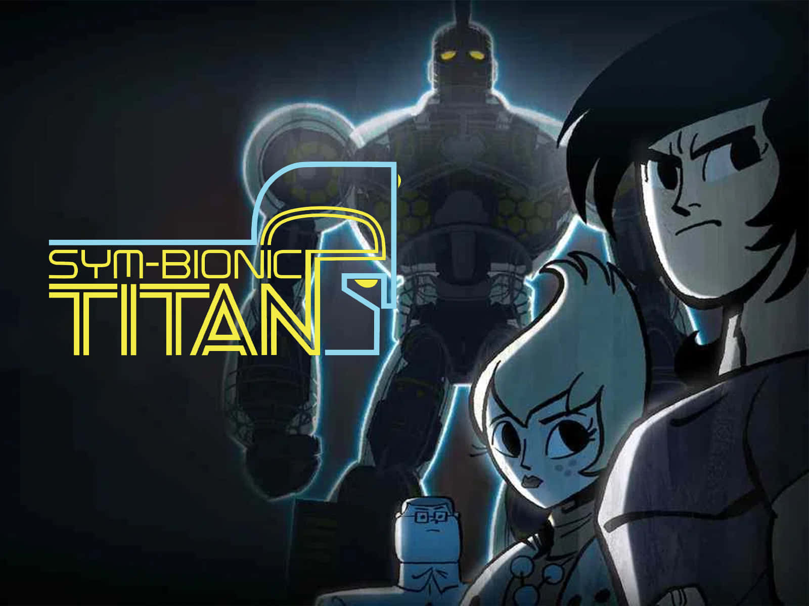 Sym-bionic Titan, glowing robot, determined characters, HD Desktop Wallpaper