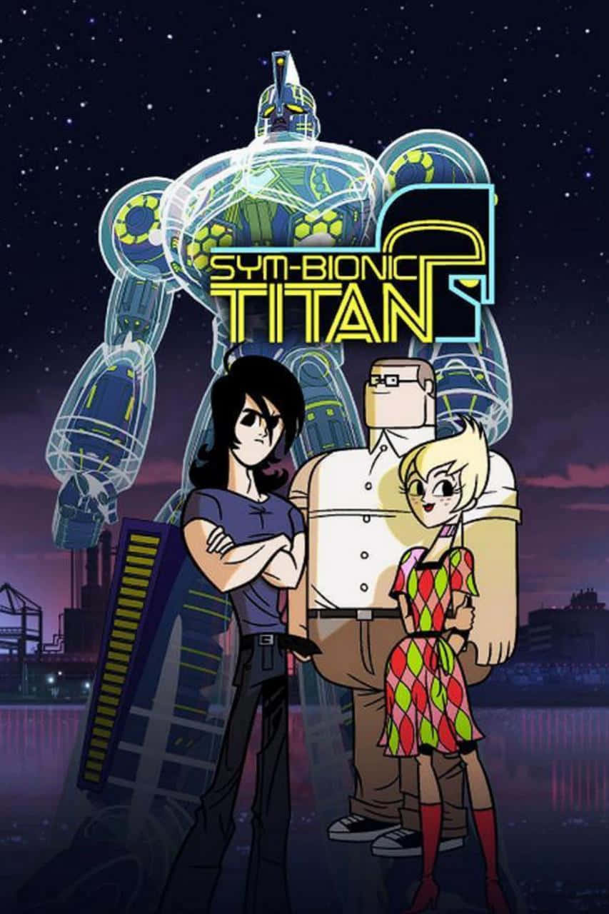 Sym-bionic Titan, glowing blue robot, starry night cityscape, HD Phone Wallpaper