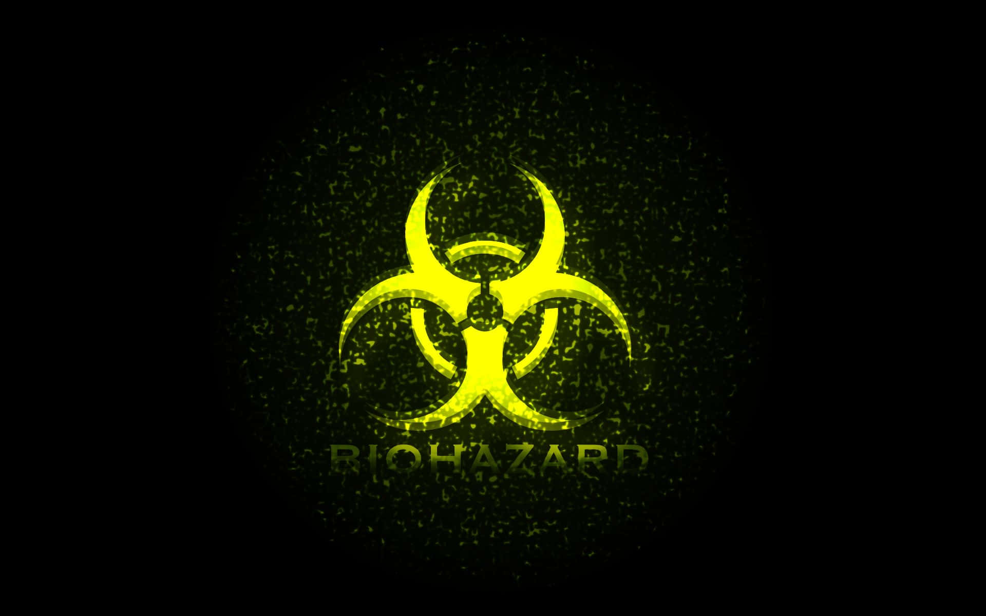 Symbol, glowing yellow biohazard symbol, dark textured background, Full HD Desktop Wallpaper
