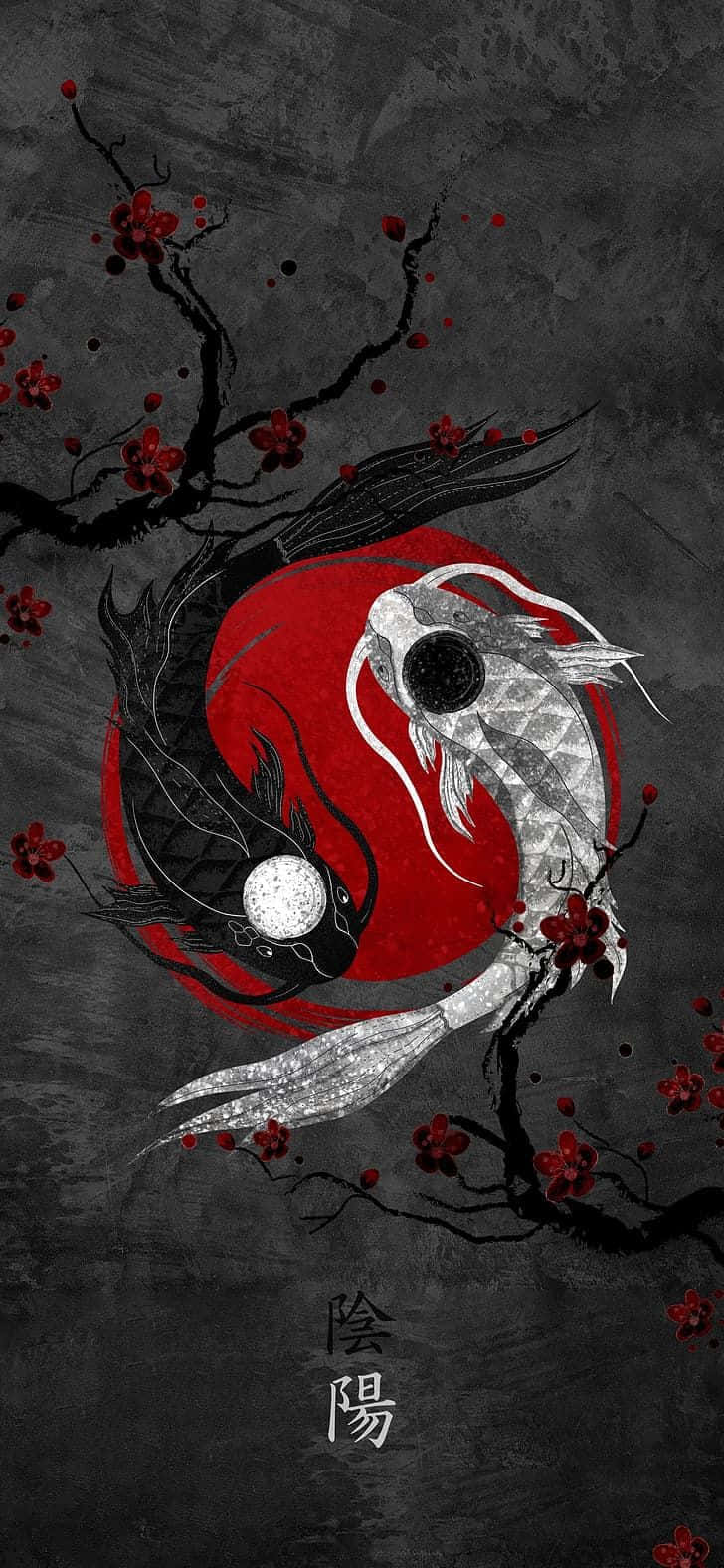 yin yang symbol, koi fish, black, HD Phone Wallpaper