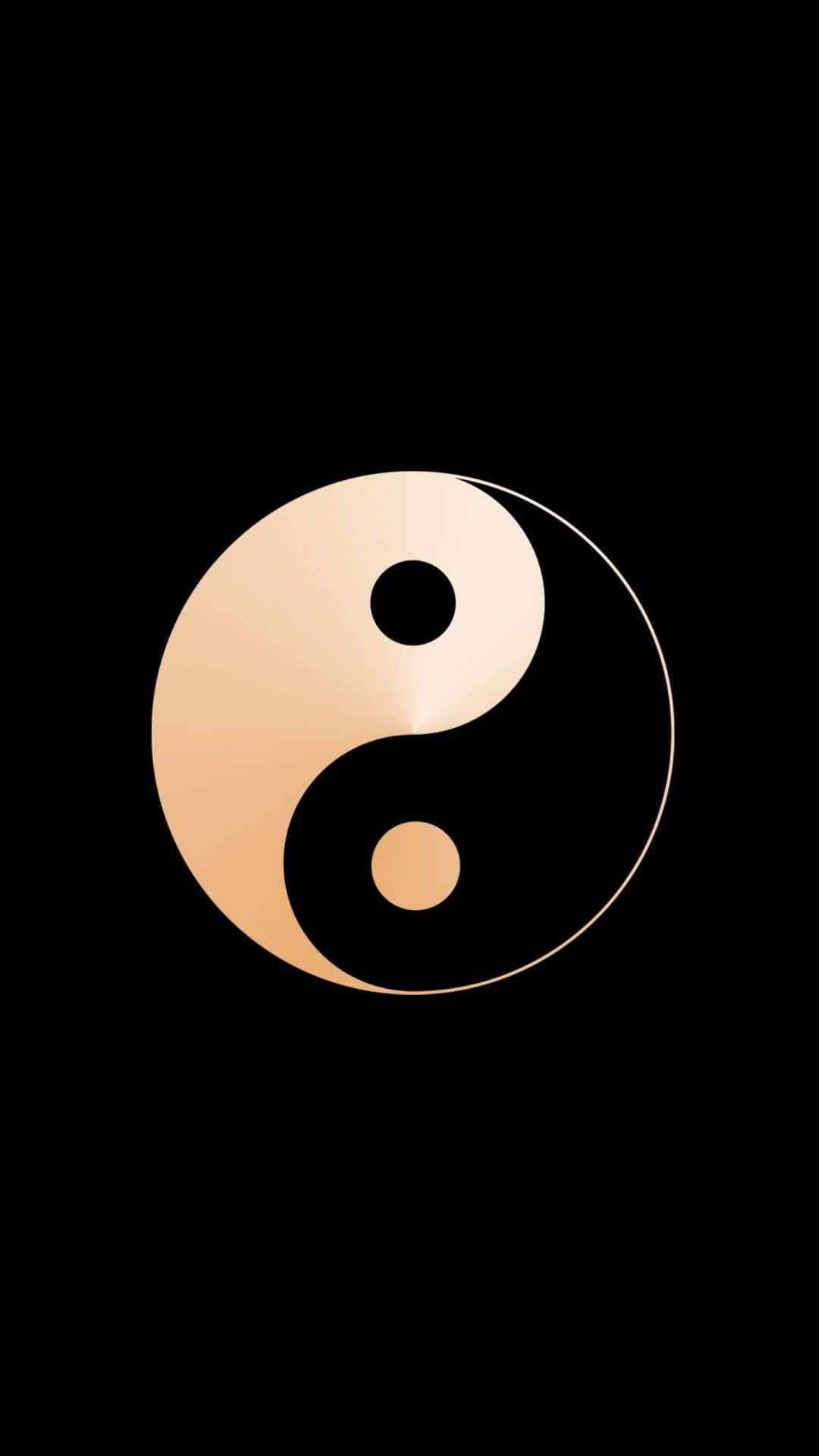yin yang, gold, black, Full HD Phone Wallpaper
