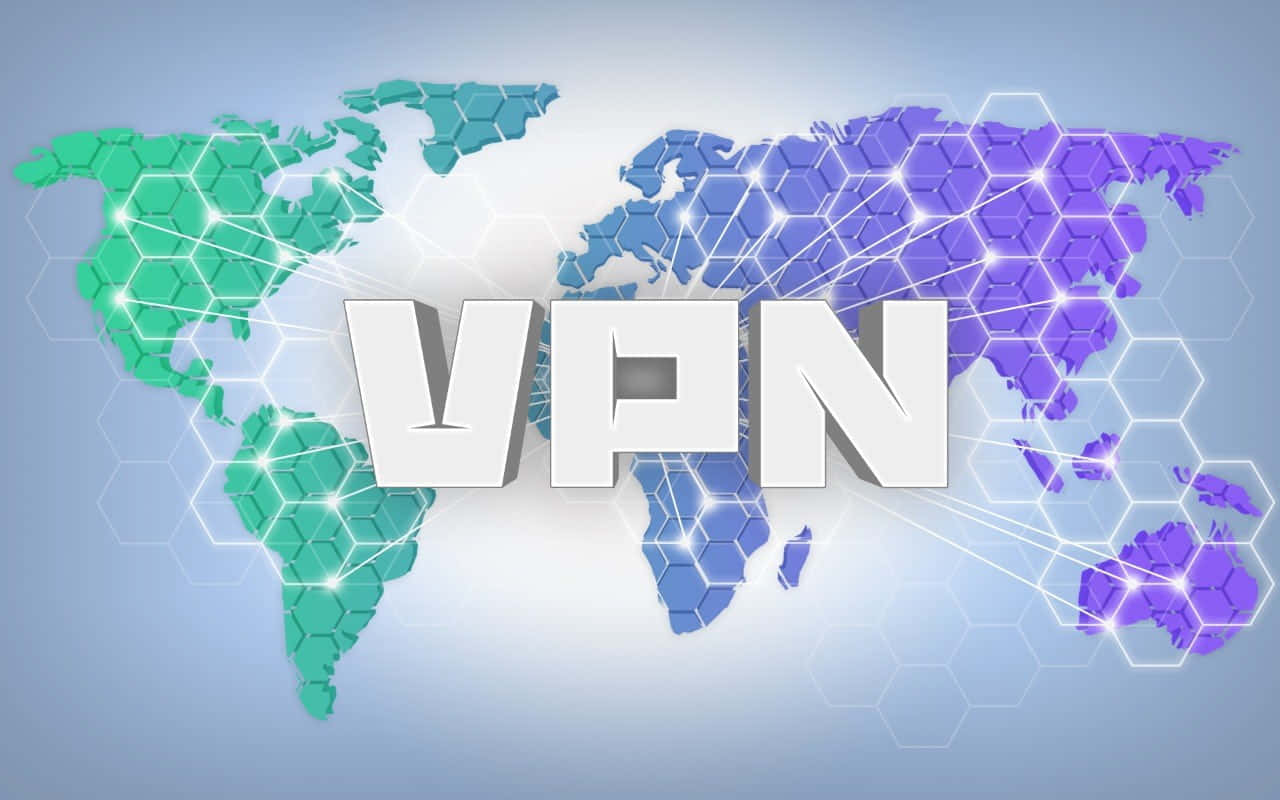 VPN, blue digital map, hexagonal grids, HD Desktop Wallpaper