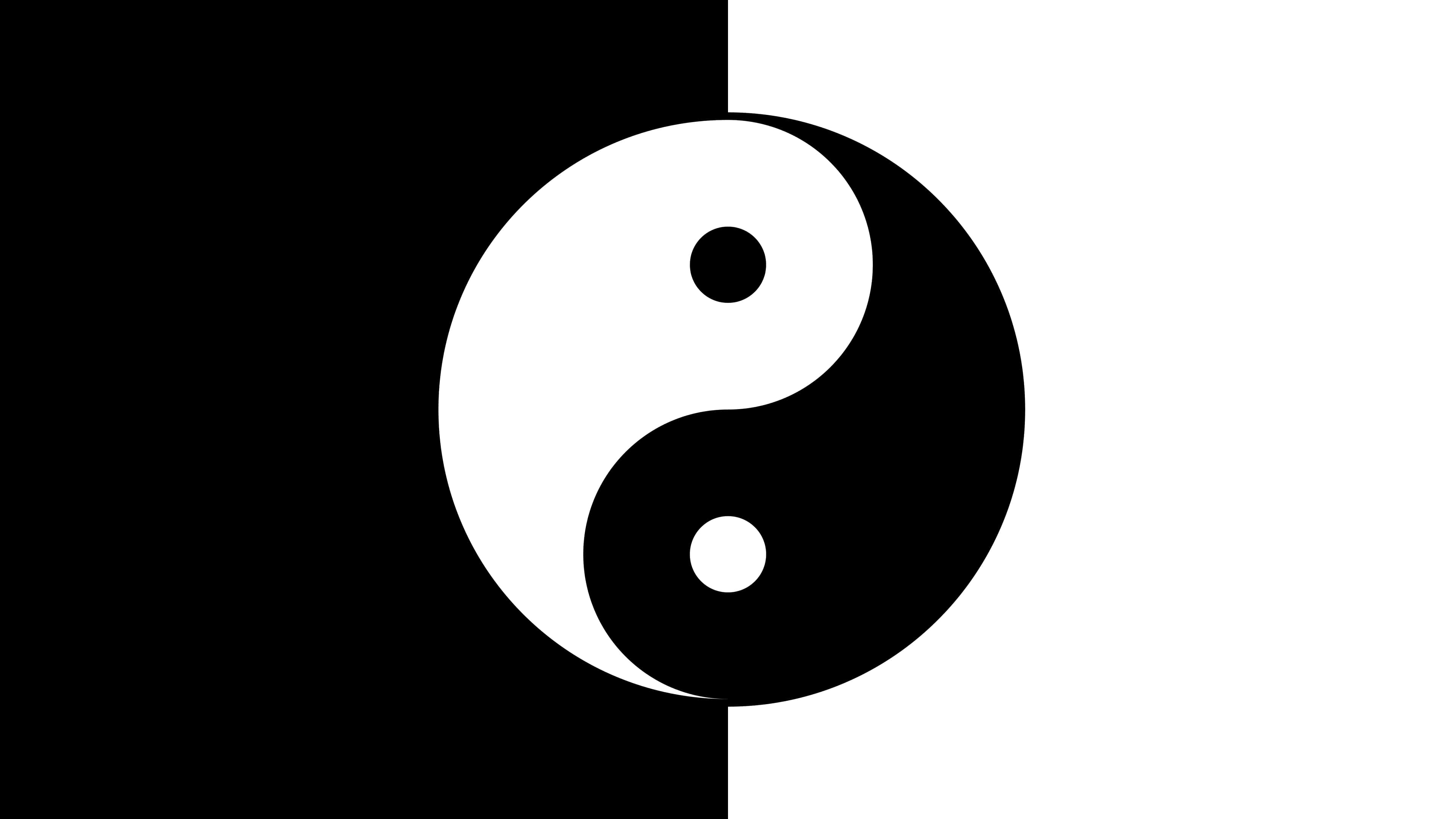 yin yang, black and white, solid black, 4K Desktop Wallpaper