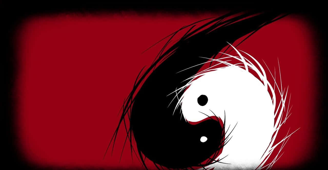 yin yang symbol, red background, 4K, HD Desktop Wallpaper
