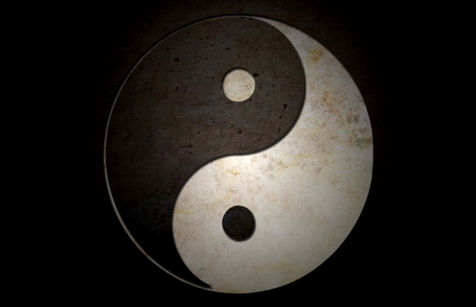 yin yang symbol, textured black and white halves, glows softly, HD Desktop Wallpaper