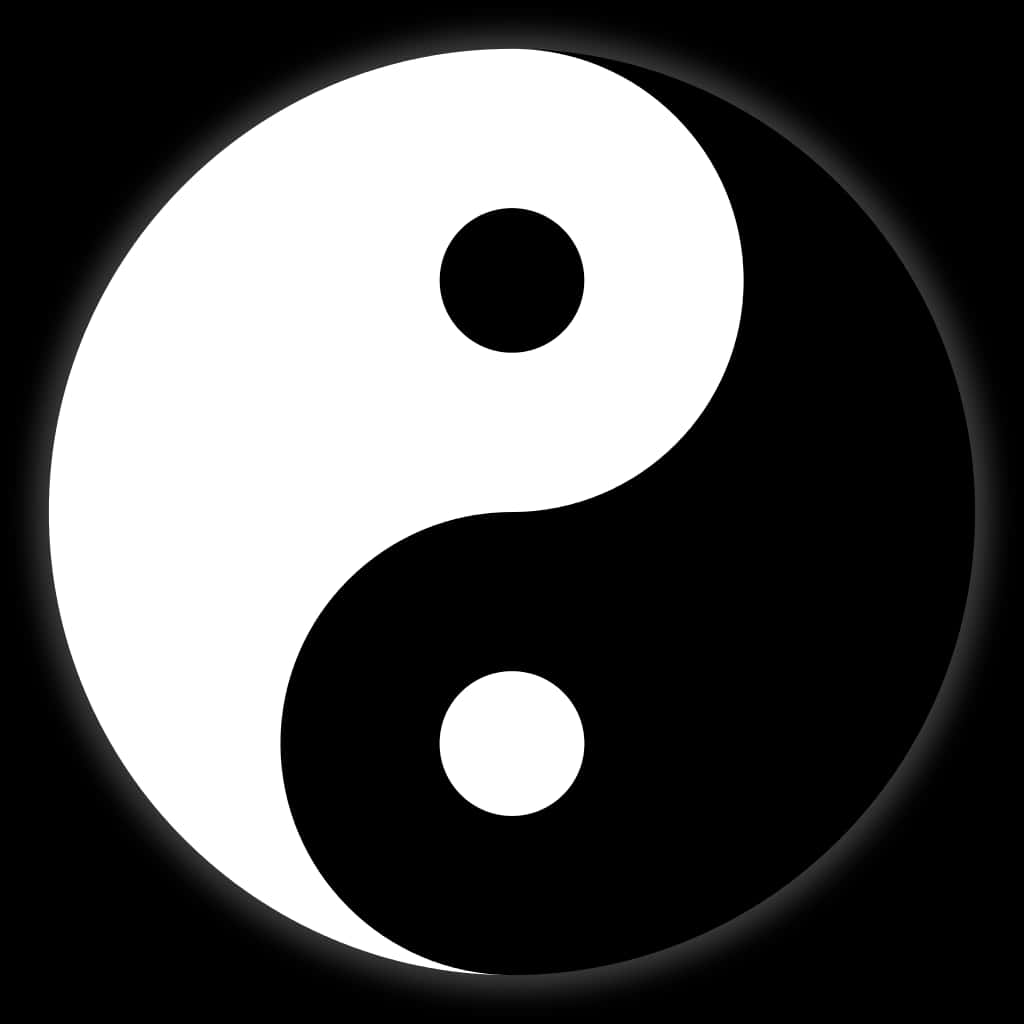 yin yang symbol, black and white, glowing, SD Desktop Wallpaper