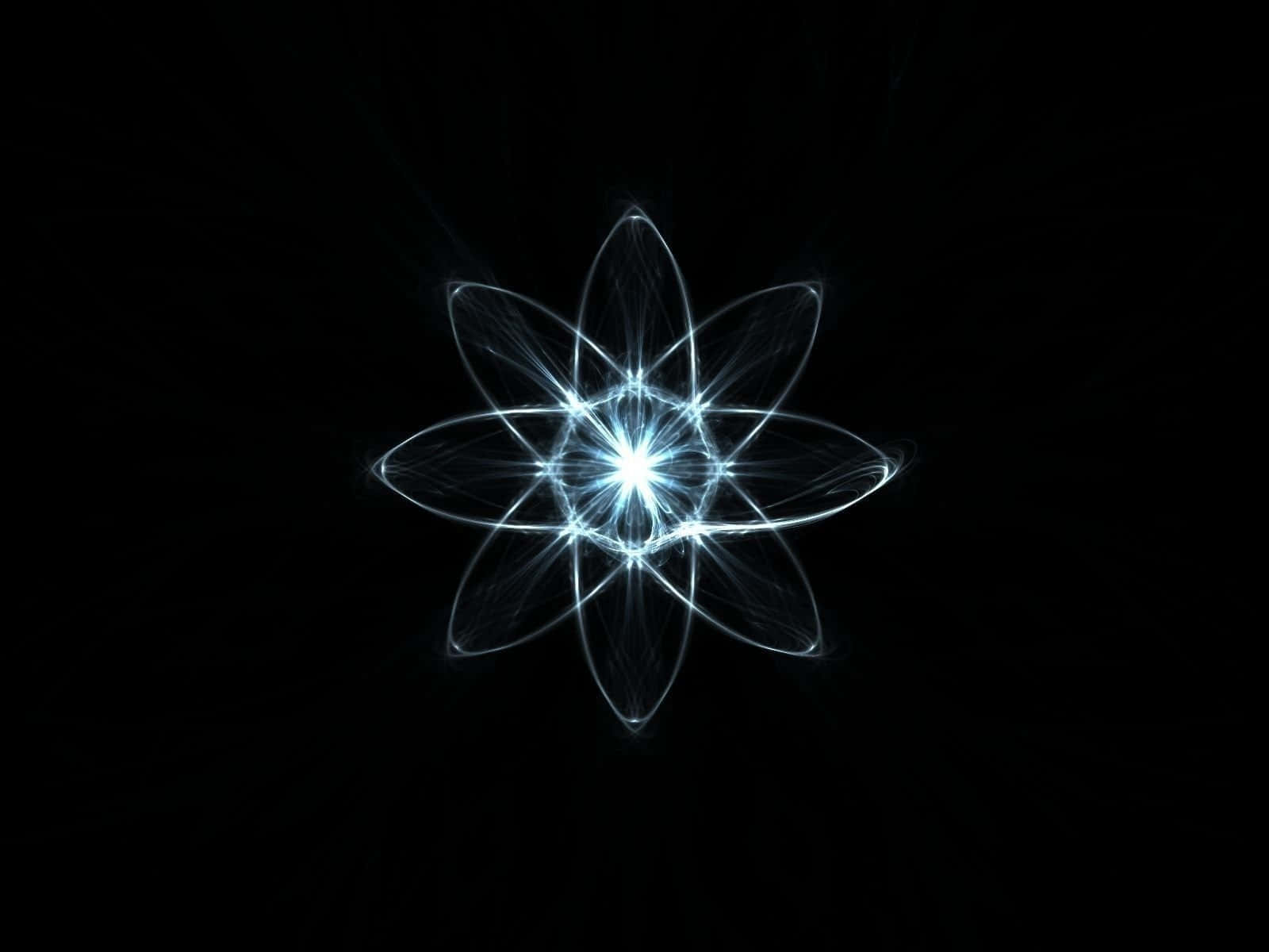 glowing blue fractal flower, intricate light trails, pure black background, HD Desktop Wallpaper