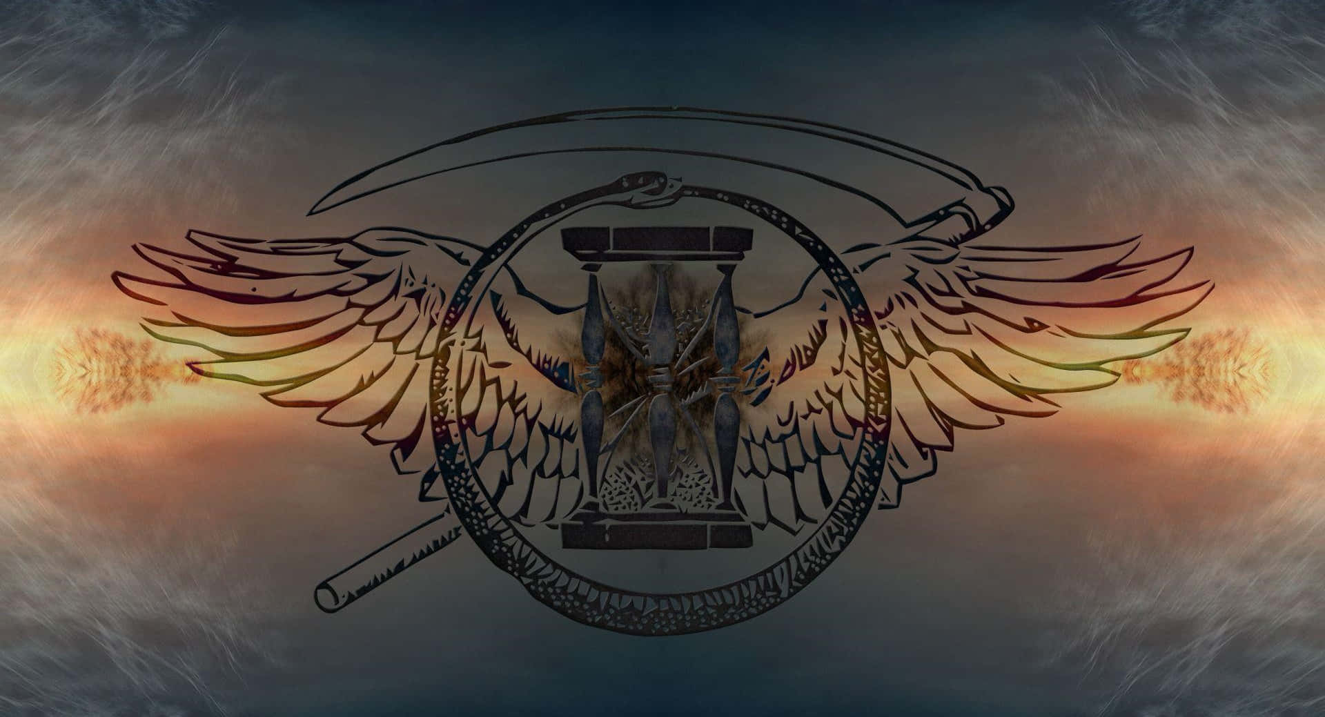 symbolism, wings, scythe, Full HD Desktop Wallpaper