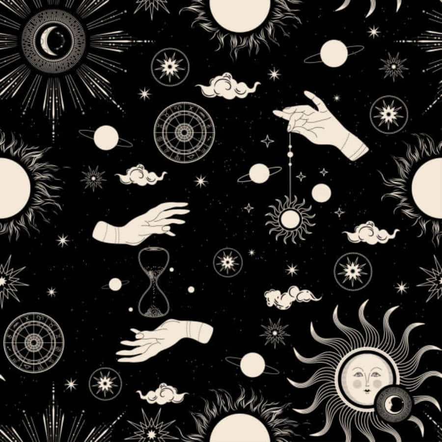 symbolism, celestial pattern, hands, SD Desktop Wallpaper