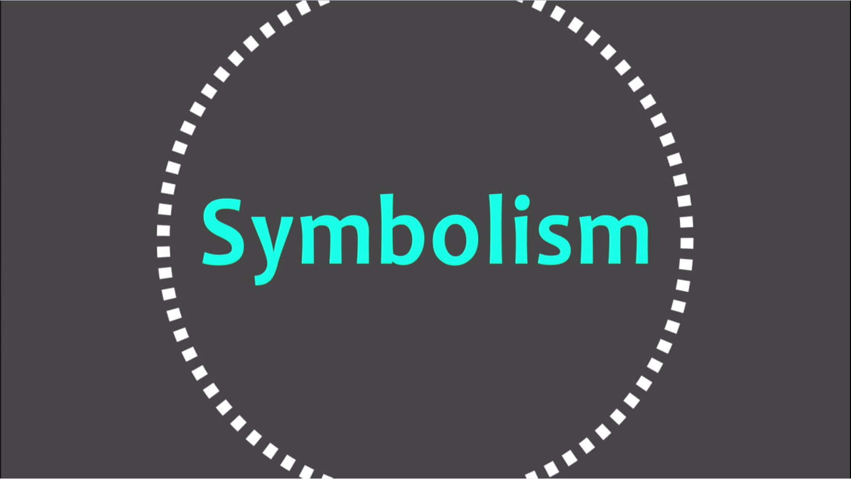 Symbolism, teal text, white dotted circle, HD Desktop Wallpaper