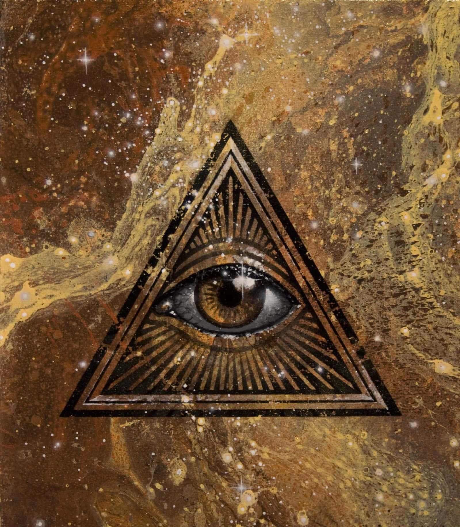 all-seeing eye, triangle, cosmic gold, HD Phone Wallpaper