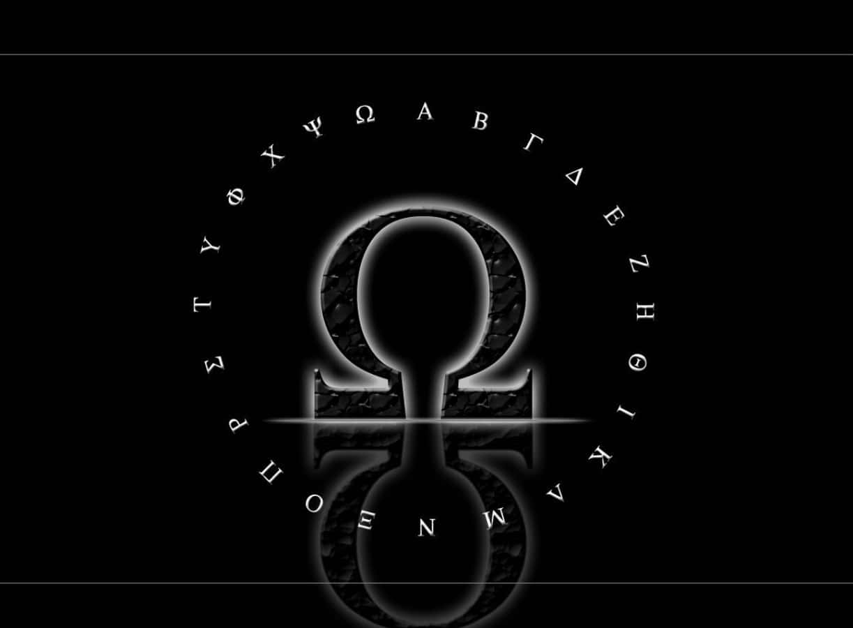 omega symbol, Greek letters, black background, SD Desktop Wallpaper