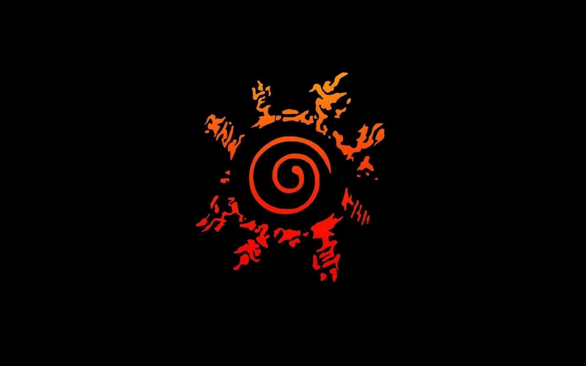 symbol, glowing orange spiral emblem, jagged flame-like extensions, Full HD Desktop Wallpaper
