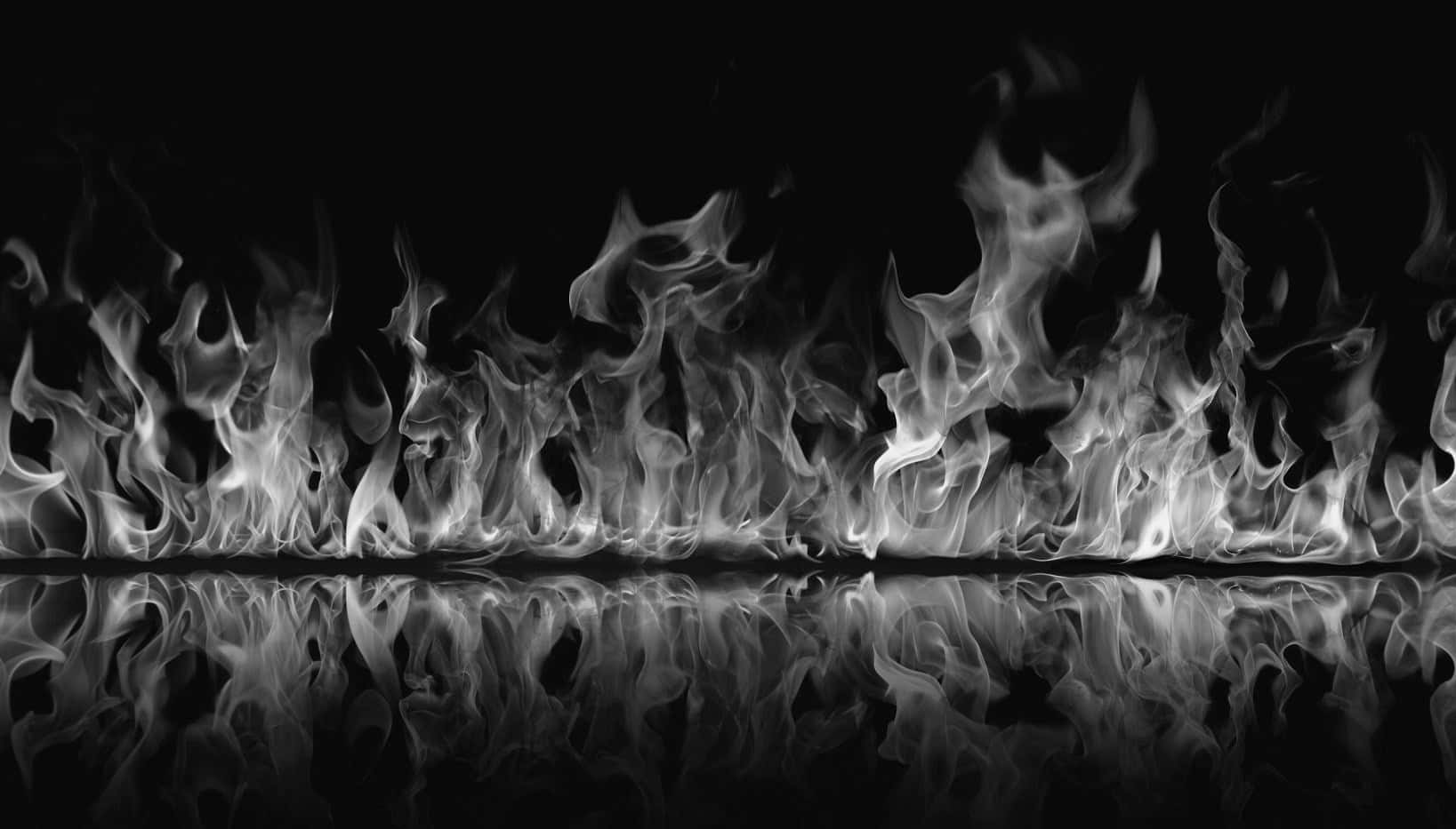 Synthetic Fire Flames, monochrome flames, reflective surface, HD Desktop Wallpaper