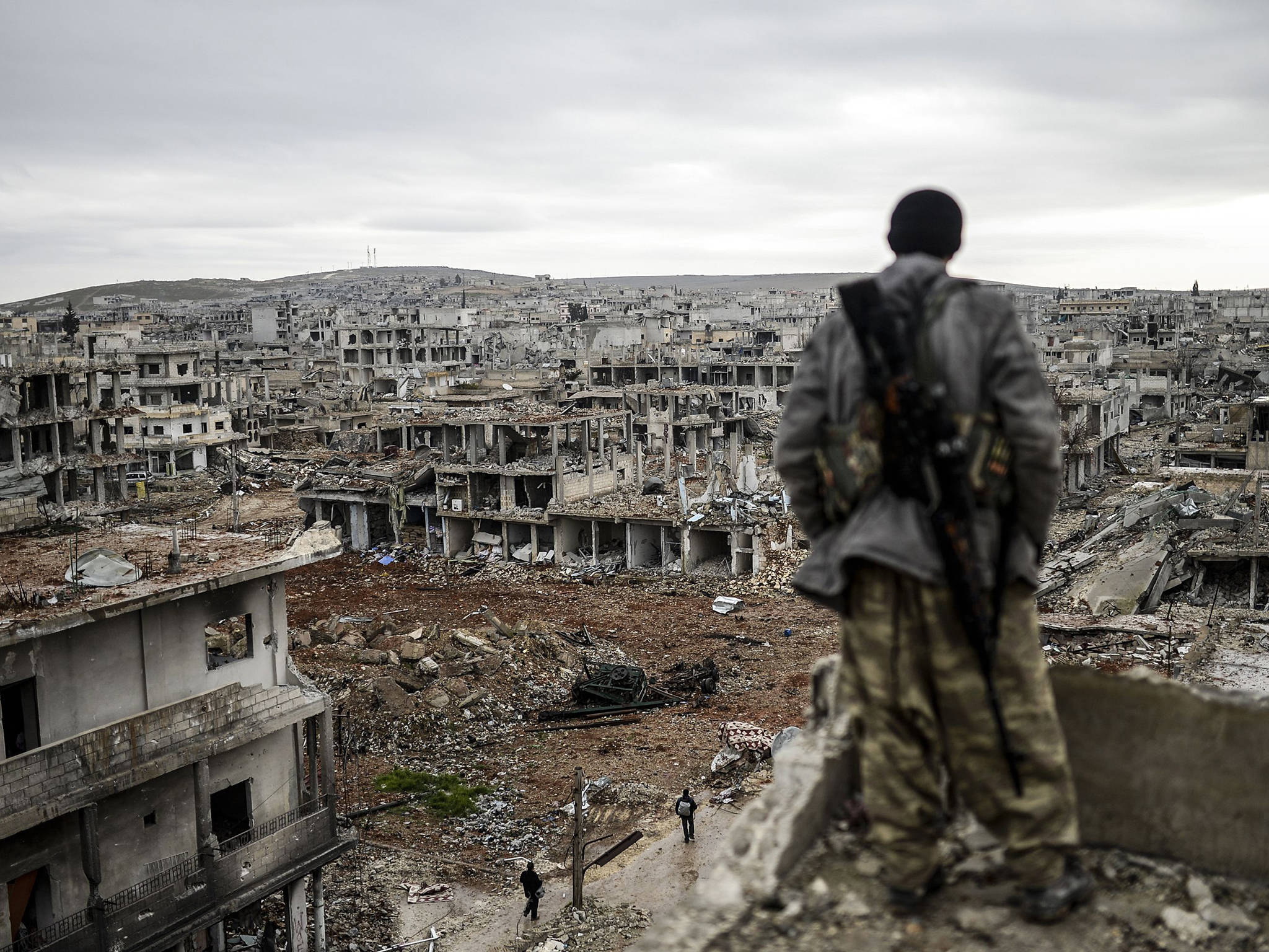 soldier, Syria, rubble, Full HD Desktop Wallpaper
