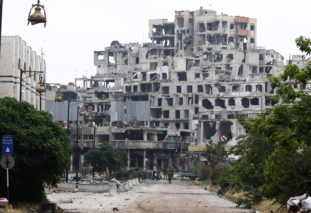 destroyed building, Syria, desolate urban street, SD Desktop Wallpaper
