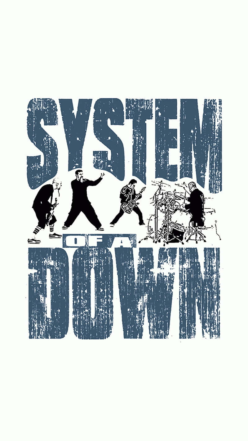 System of a Down, blue typography, black silhouettes, HD Phone Wallpaper