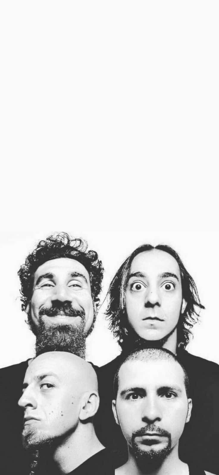 System of a Down, black and white, stark white background, HD Phone Wallpaper