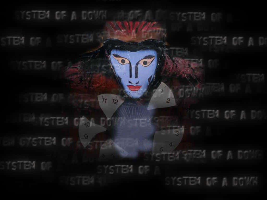System of a Down, blue-faced figure, red hair, SD Desktop Wallpaper