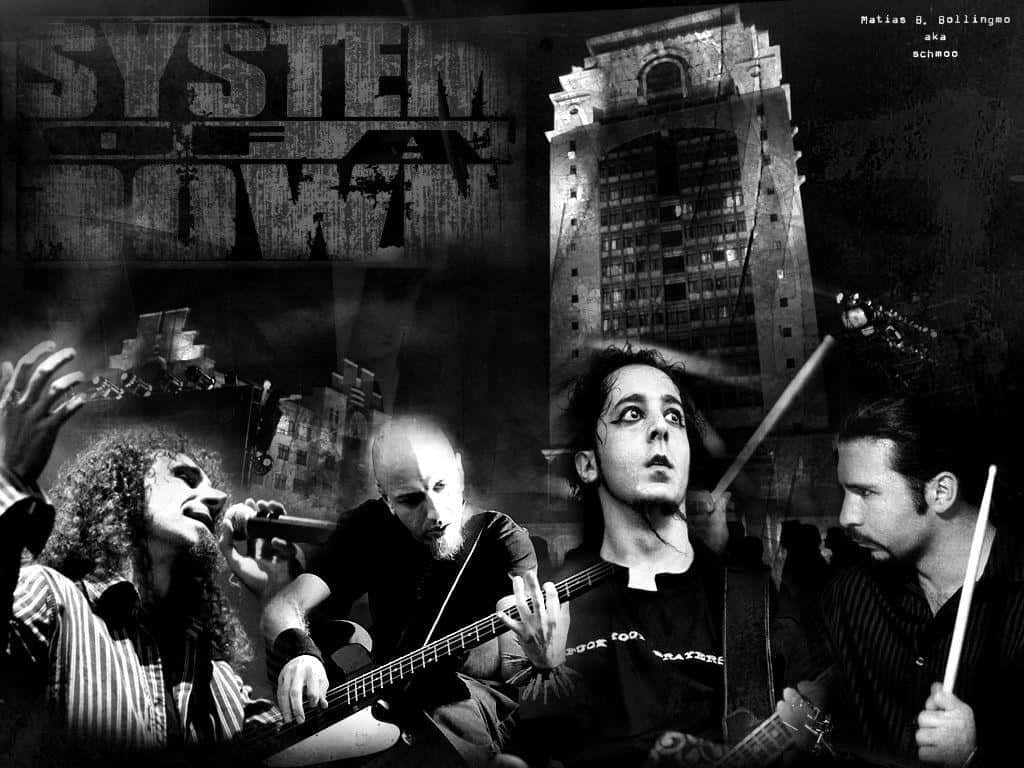 System of a Down, black and white photo, rock band, SD Desktop Wallpaper