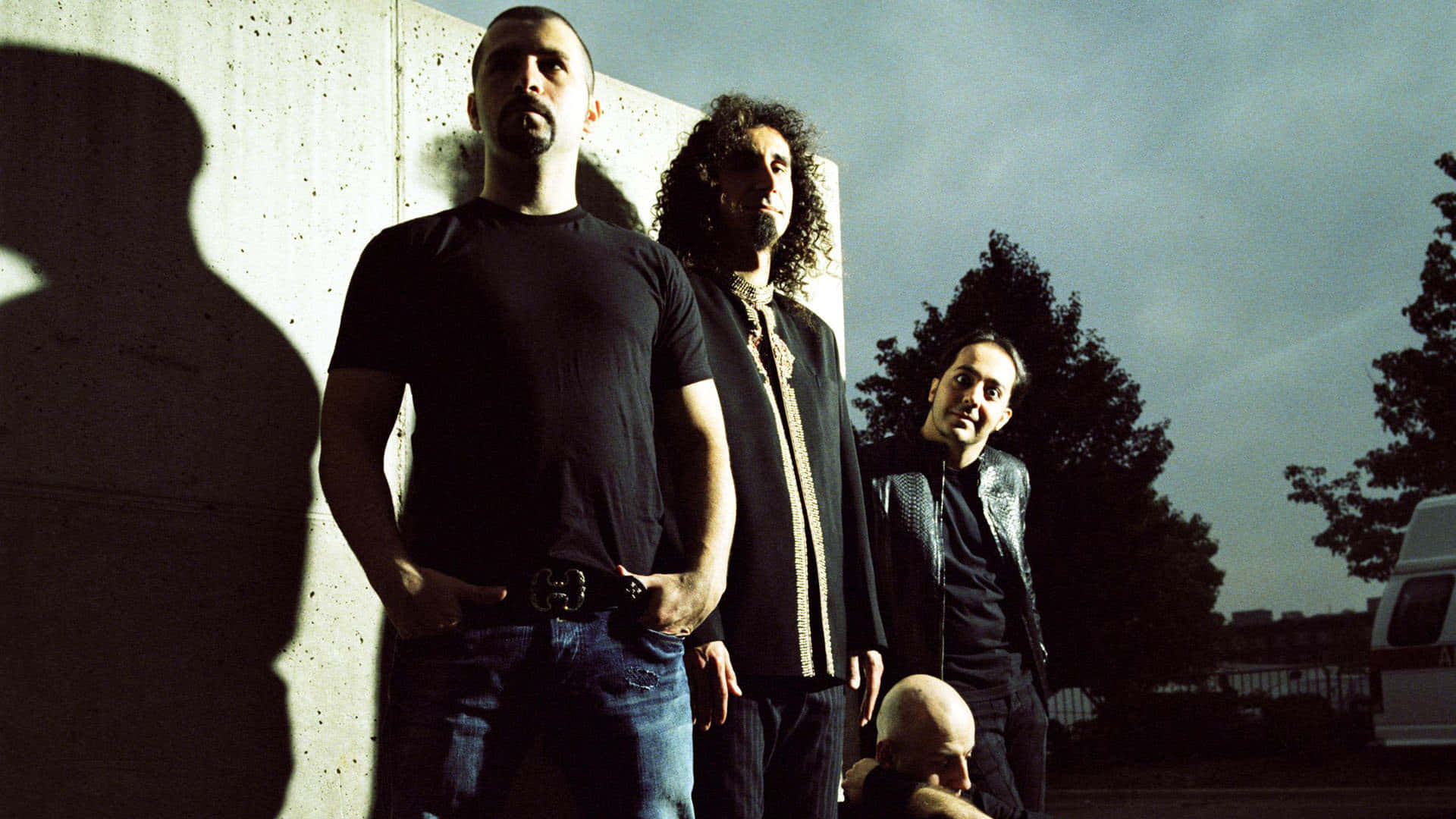 System of a Down, concrete wall, dramatic shadows, Full HD Desktop Wallpaper