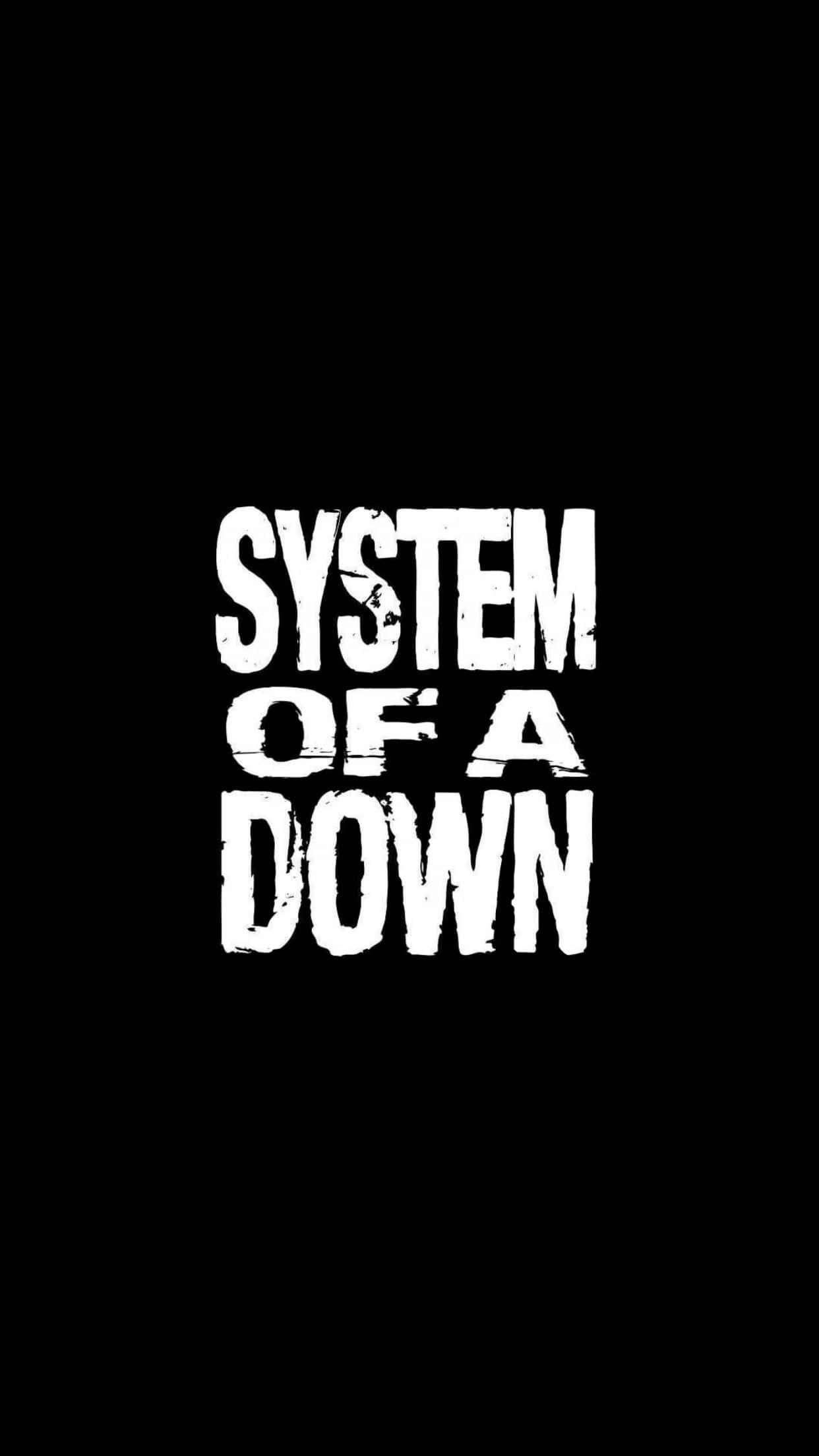 System of a Down, white distressed text, solid black background, Full HD Phone Wallpaper