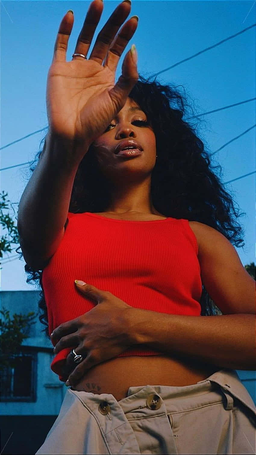 Sza Aesthetic, sunset, red crop top, HD Phone Wallpaper