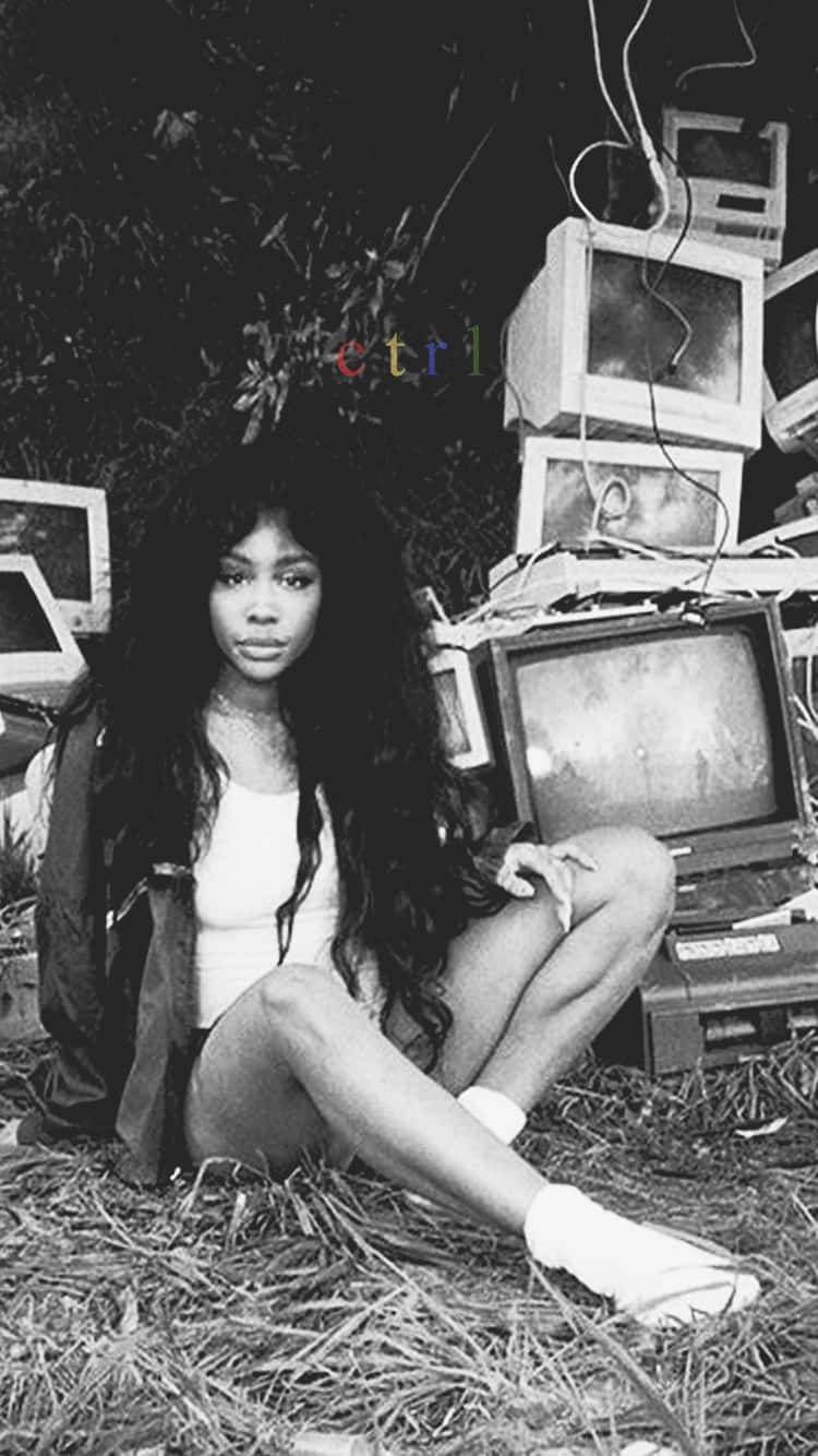 S Z A, vintage TV backdrop, broken computer monitors, HD Phone Wallpaper
