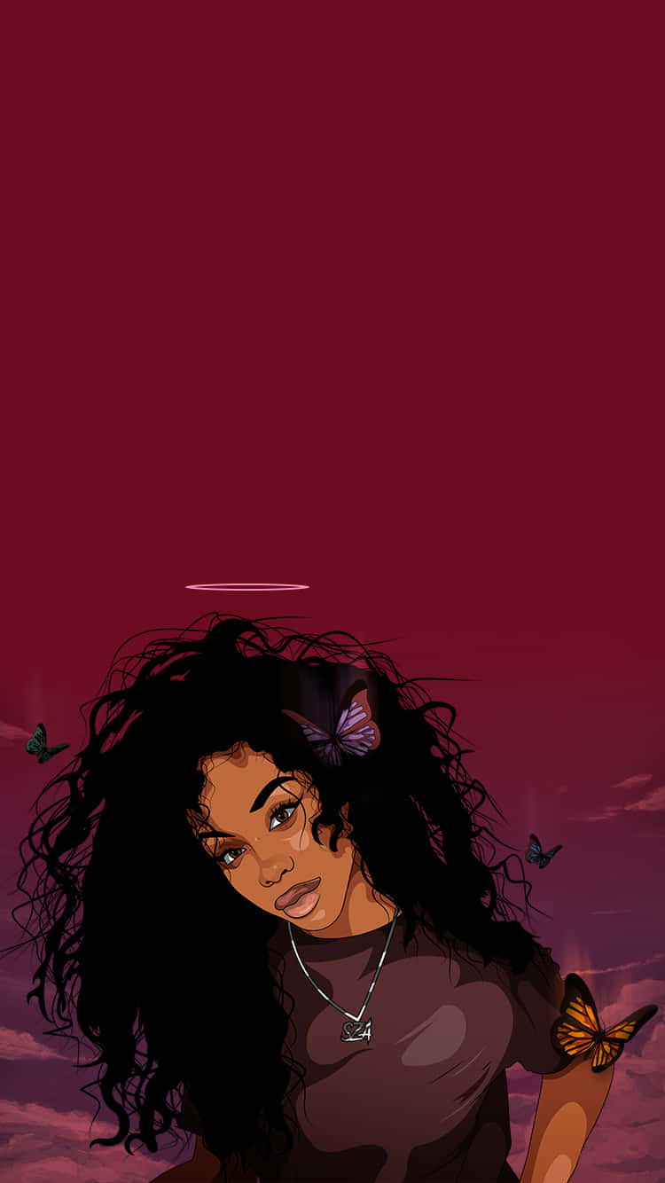SZA, anime girl, dark curly hair, HD Phone Wallpaper