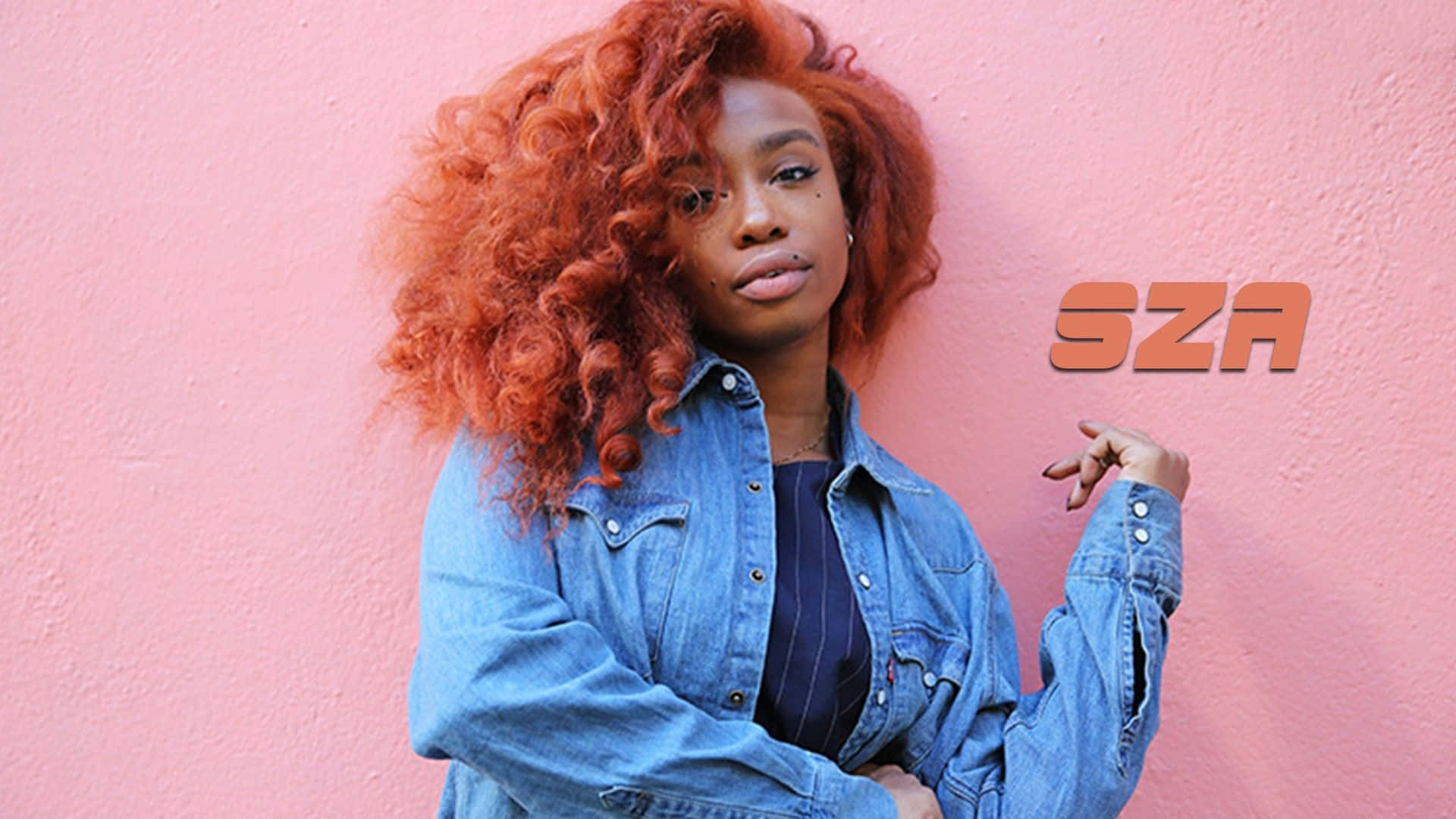 SZA, pink aesthetic, vibrant orange curls, Full HD Desktop Wallpaper