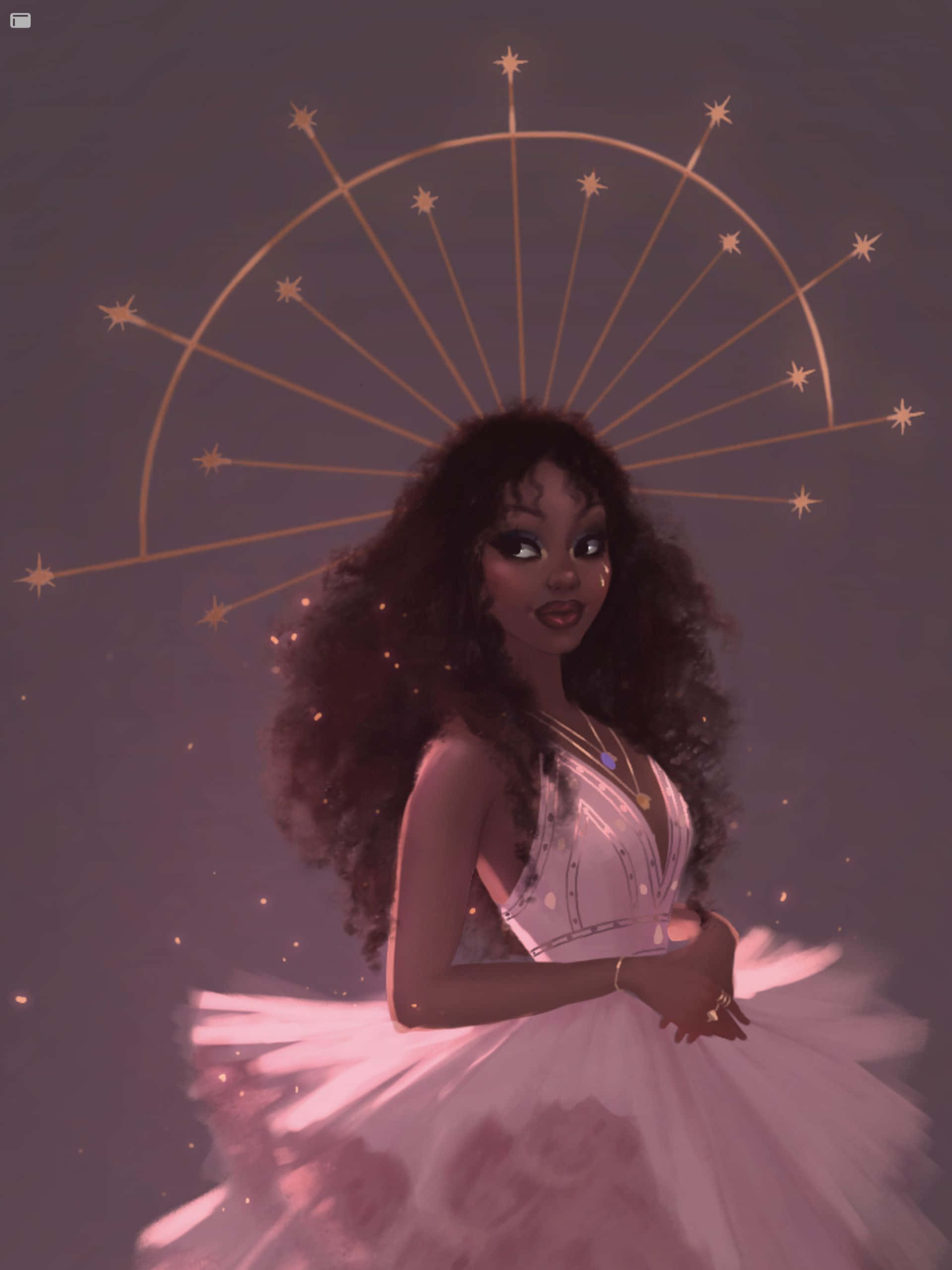 SZA, pink tutu, golden starburst halo, 2K Phone Wallpaper