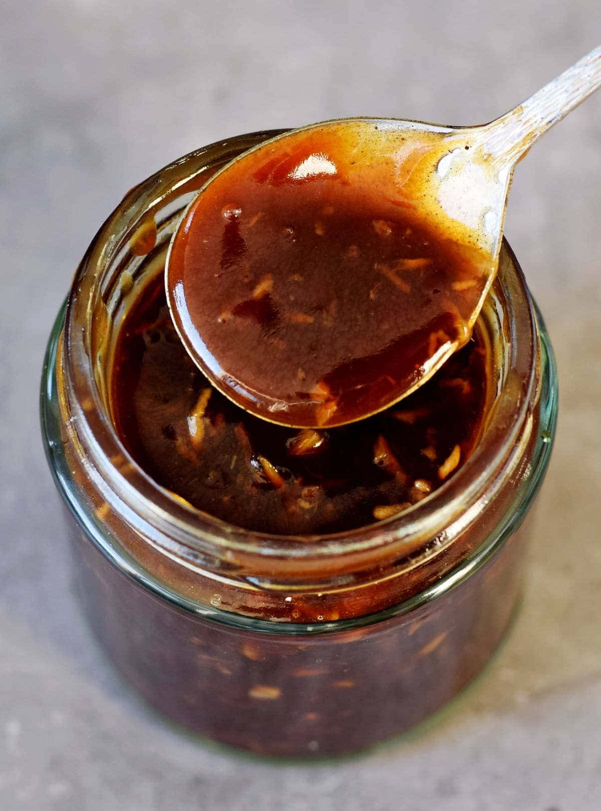 Szechuan Sauce, wooden spoon, glossy dark brown sauce, HD Phone Wallpaper