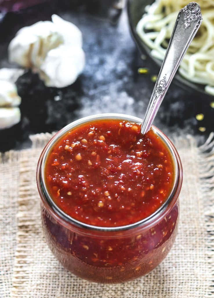 Szechuan Sauce, ceramic bowl, glass jar, SD Phone Wallpaper