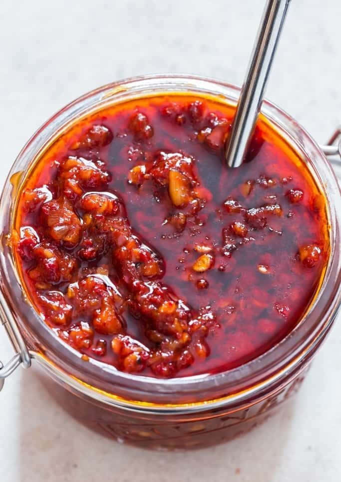 Szechuan Sauce, glass jar, chunky red chili sauce, SD Phone Wallpaper