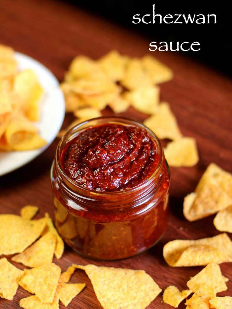 Szechuan Sauce, glass jar, rich red schezwan sauce, SD Phone Wallpaper