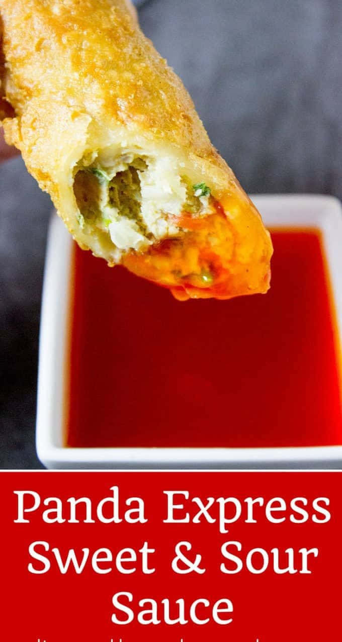 Szechuan Sauce, golden-brown fried spring roll, vibrant red sweet and sour sauce, SD Phone Wallpaper