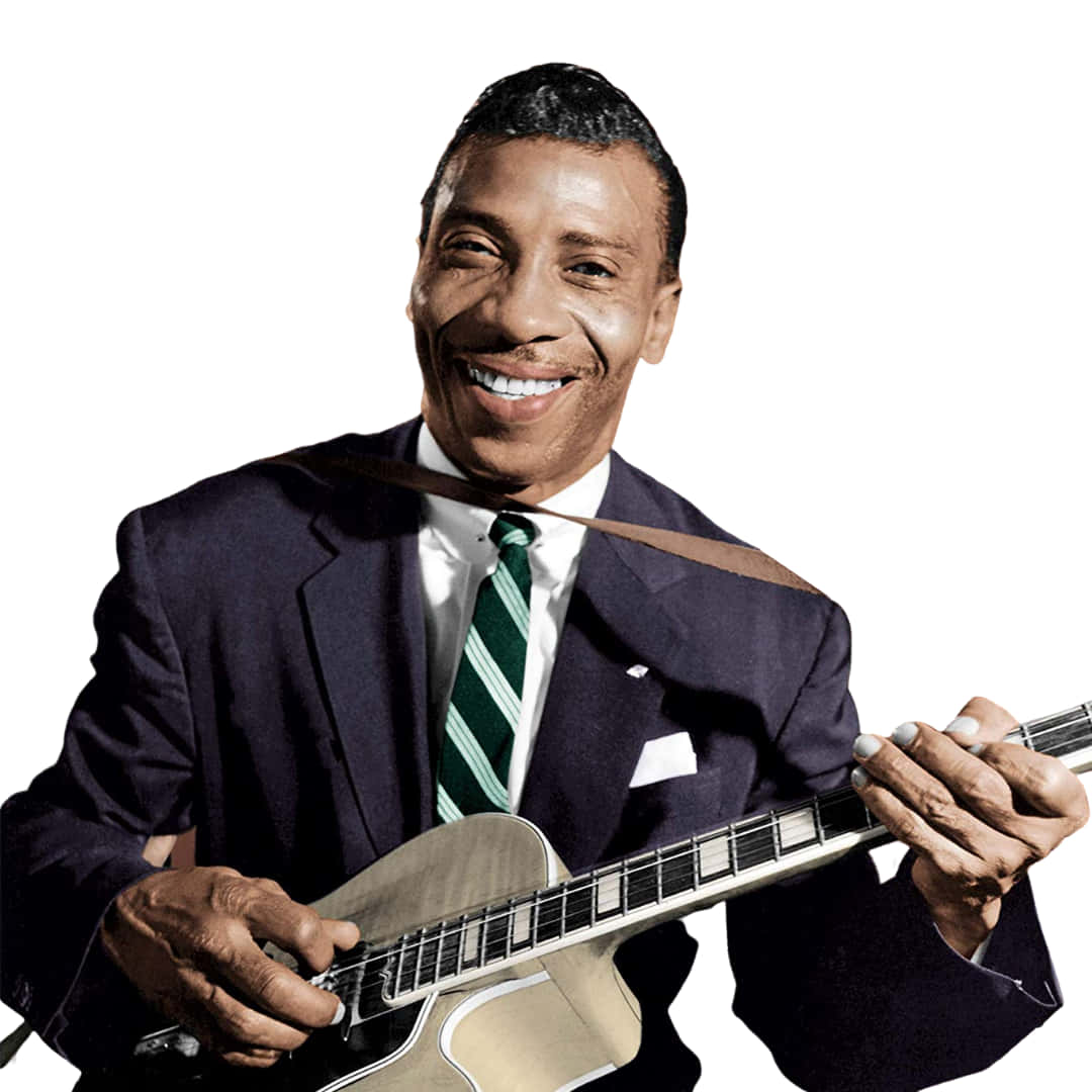 T-Bone Walker, electric guitar, suit, SD Desktop Wallpaper
