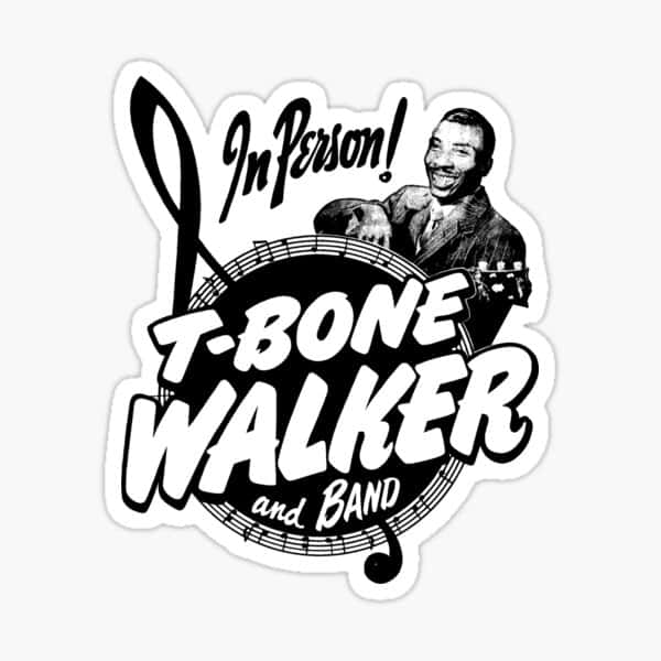 T-Bone Walker, guitar, black and white sticker design, SD Desktop Wallpaper
